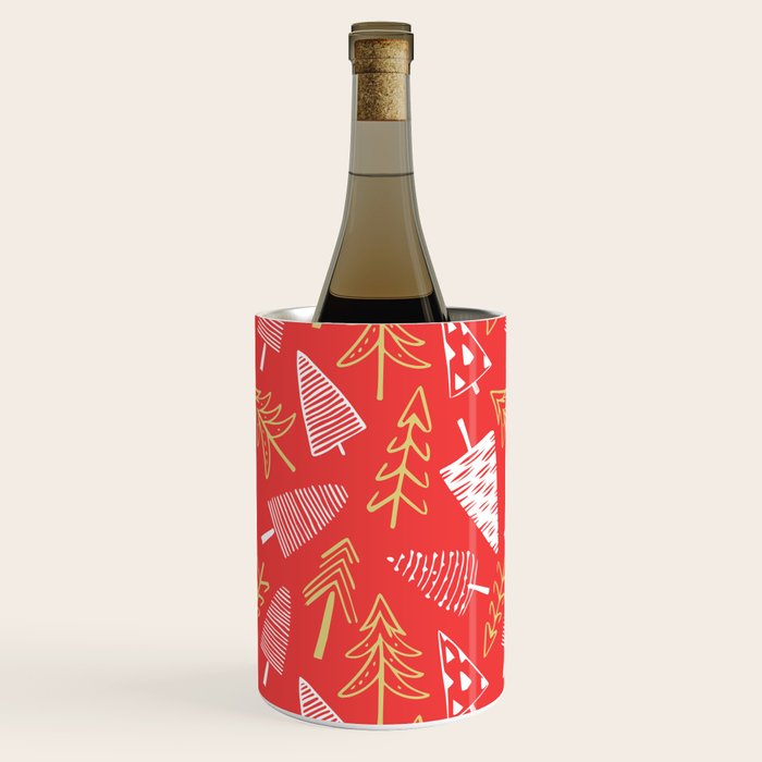 Christmas pine tree doodle art pattern Wine Chiller Gallery Image 1