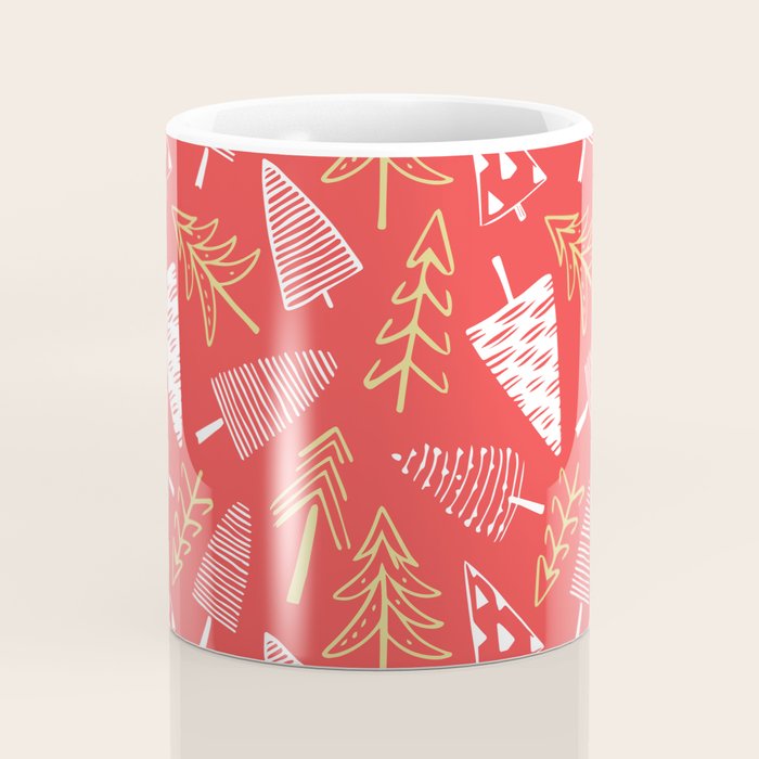 Christmas pine tree doodle art pattern Coffee Mug Gallery Image 4