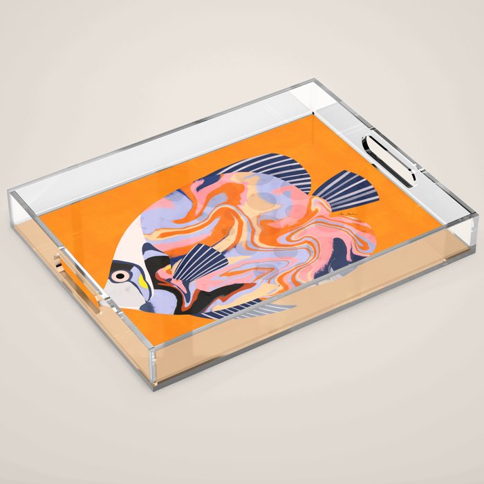 Colorful Tropical Fish and Abstract Ocean Art Acrylic Tray Gallery Image 1