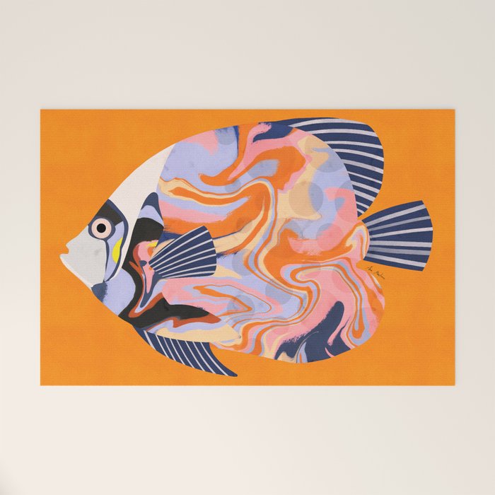 Colorful Tropical Fish and Abstract Ocean Art Welcome Mat Gallery Image 1