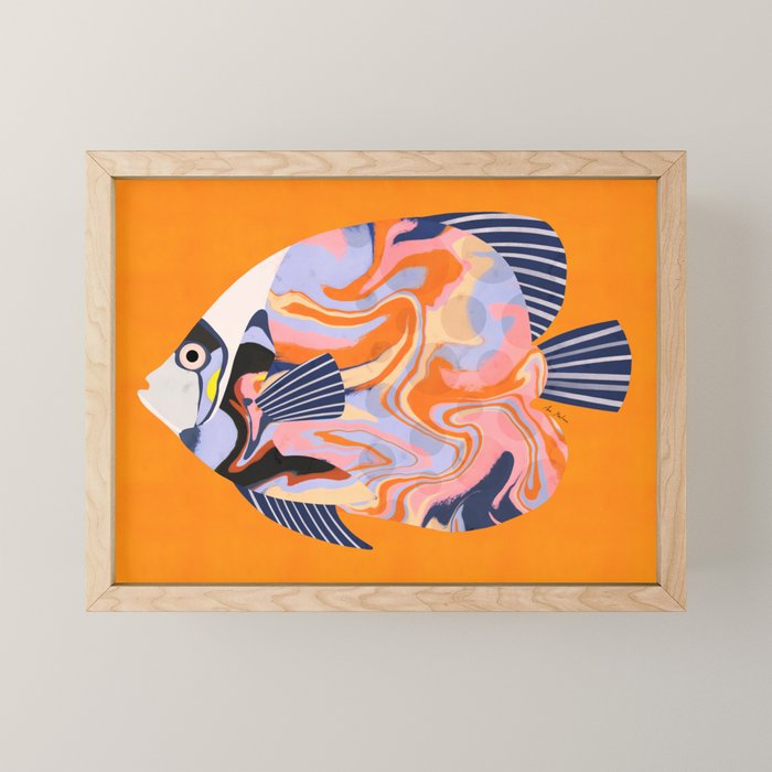 Colorful Tropical Fish and Abstract Ocean Art Mini Art Print Gallery Image 1