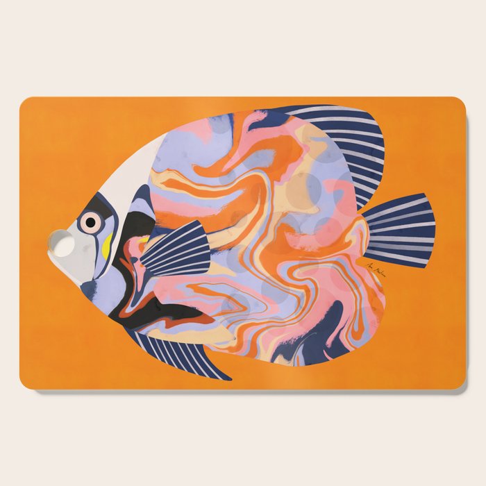 Colorful Tropical Fish and Abstract Ocean Art Cutting Board Gallery Image 1