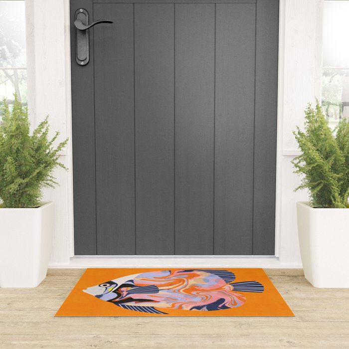 Colorful Tropical Fish and Abstract Ocean Art Welcome Mat Gallery Image 3