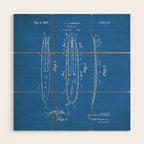 Surfboard Patent - Surfer Surfing Lover Art - Blueprint Wood Wall Art Gallery Image 1
