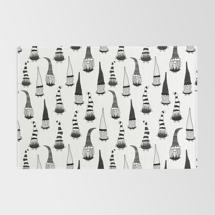Christmas Gnomes Black White Rug Gallery Image 2