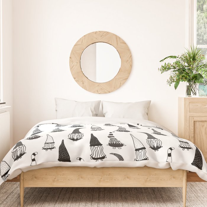 Christmas Gnomes Black White Duvet Cover Gallery Image 3