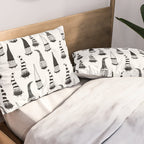 Christmas Gnomes Black White Pillow Sham Gallery Image 2