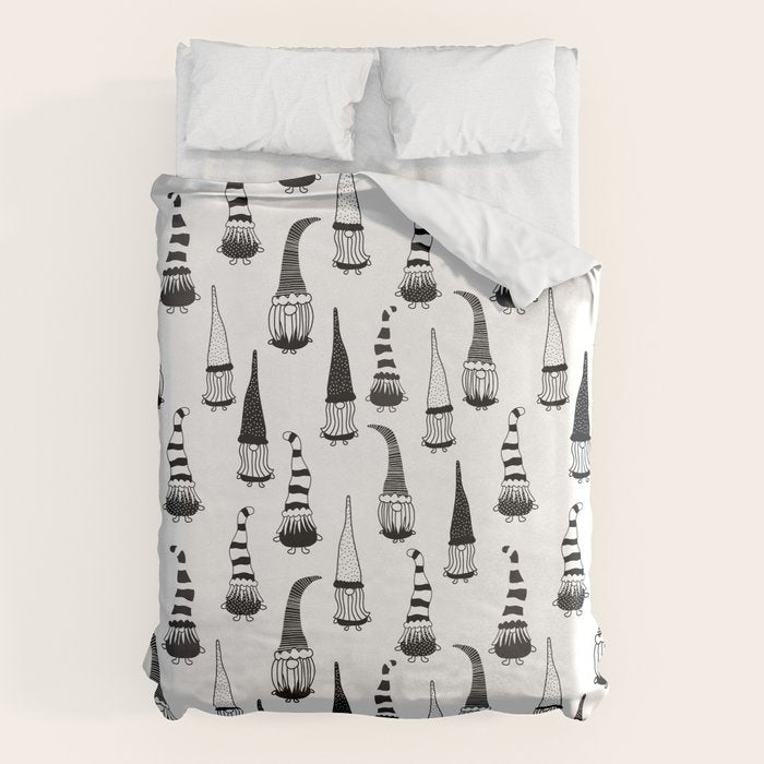 Christmas Gnomes Black White Duvet Cover Gallery Image 6