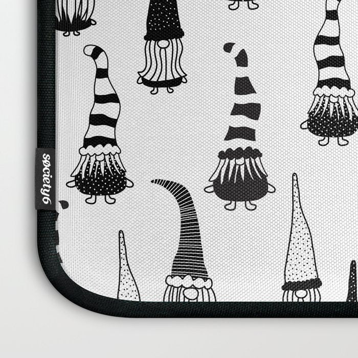 Christmas Gnomes Black White Laptop Sleeve Gallery Image 3