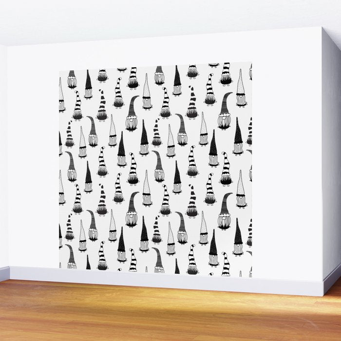 Christmas Gnomes Black White Wall Mural Gallery Image 2