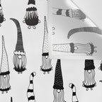 Christmas Gnomes Black White Wall Tapestry Gallery Image 3