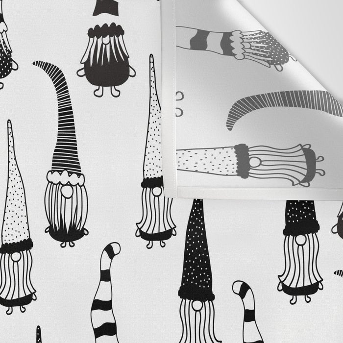 Christmas Gnomes Black White Wall Tapestry Gallery Image 3