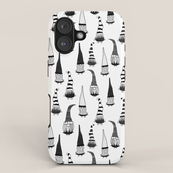 Christmas Gnomes Black White iPhone Case Gallery Image 1