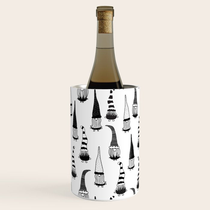 Christmas Gnomes Black White Wine Chiller Gallery Image 1
