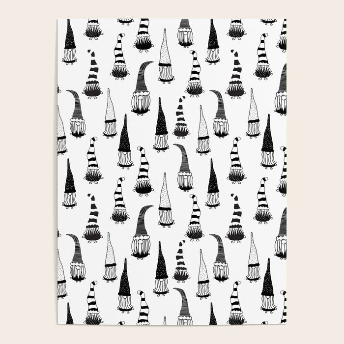 Christmas Gnomes Black White Poster Gallery Image 4