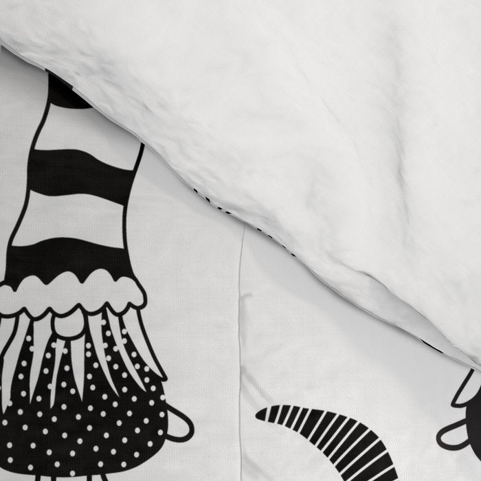 Christmas Gnomes Black White Comforter Gallery Image 4