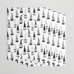 Christmas Gnomes Black White Wrapping Paper Gallery Image 3
