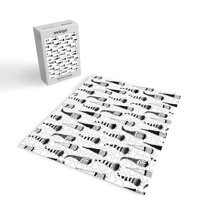 Christmas Gnomes Black White Jigsaw Puzzle Gallery Image 2