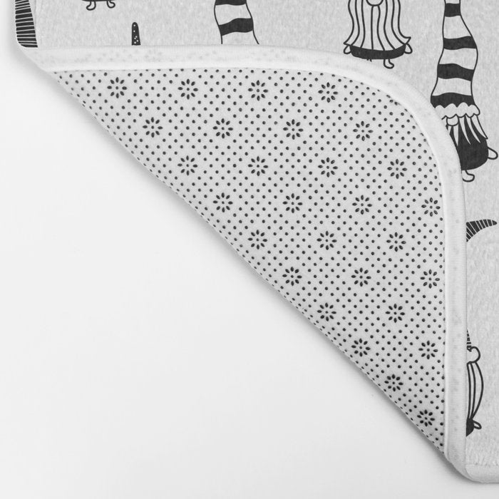 Christmas Gnomes Black White Bath Mat Gallery Image 2