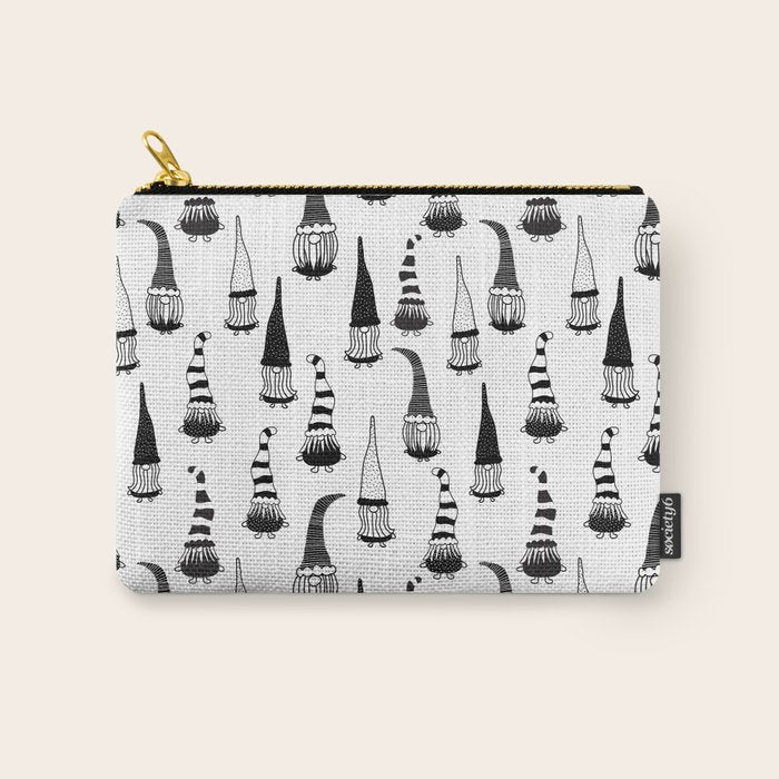 Christmas Gnomes Black White Carry All Pouch Gallery Image 1