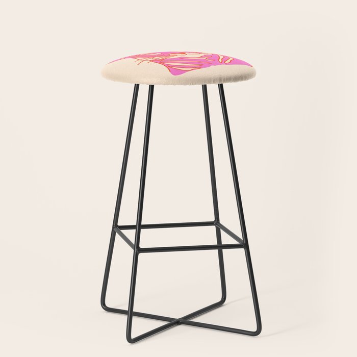 Hot Pink Tiger Portrait Stool Gallery Image 1