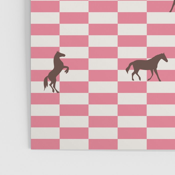 Pink Check Horses  Pattern Poster Gallery Image 3