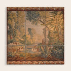 Antique 18th Century French Pastoral Sunrise Verdure Tapestry Wood Wall Art Gallery Image 1