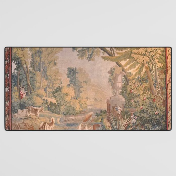 Antique 18th Century French Pastoral Sunrise Verdure Tapestry Desk Mat Gallery Image 3