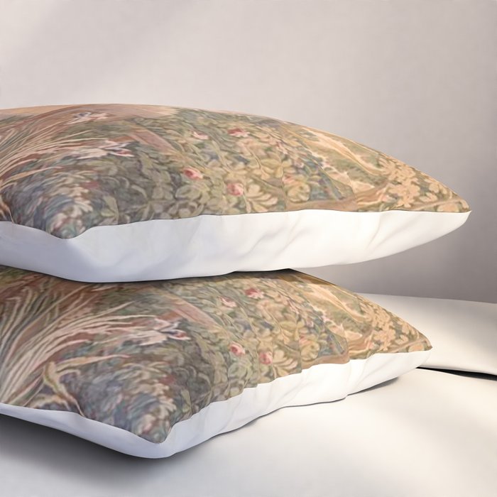 Antique 18th Century French Pastoral Sunrise Verdure Tapestry Pillow Sham Gallery Image 3