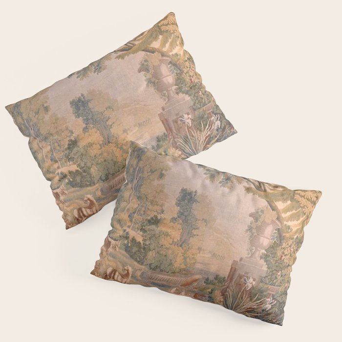 Antique 18th Century French Pastoral Sunrise Verdure Tapestry Pillow Sham Gallery Image 3