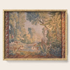 Antique 18th Century French Pastoral Sunrise Verdure Tapestry Serving Tray Gallery Image 1