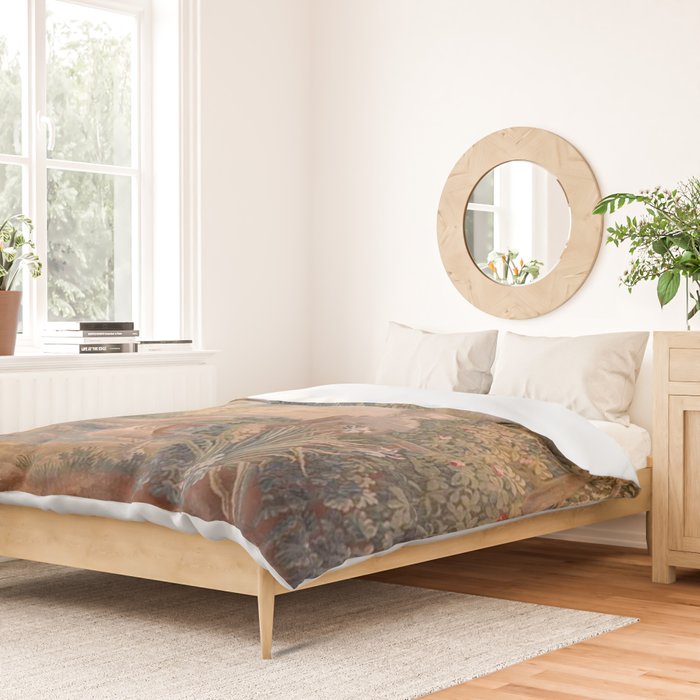 Antique 18th Century French Pastoral Sunrise Verdure Tapestry Duvet Cover Gallery Image 2