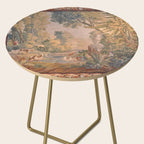 Antique 18th Century French Pastoral Sunrise Verdure Tapestry Side Table Gallery Image 2