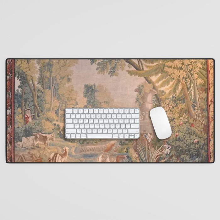 Antique 18th Century French Pastoral Sunrise Verdure Tapestry Desk Mat Gallery Image 1