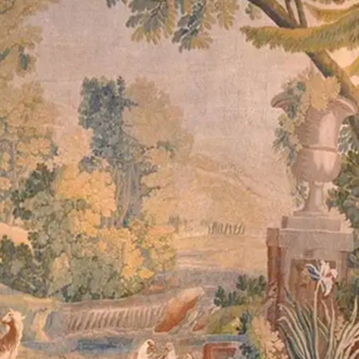 Antique 18th Century French Pastoral Sunrise Verdure Tapestry Coffee Mug Gallery Image 2