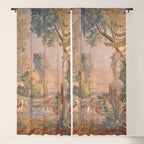 Antique 18th Century French Pastoral Sunrise Verdure Tapestry Window Curtain Gallery Image 5
