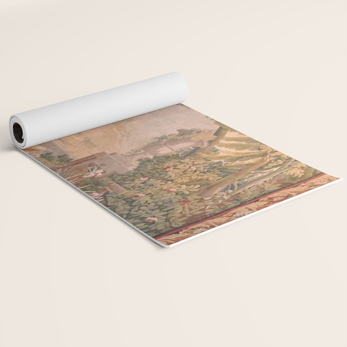 Antique 18th Century French Pastoral Sunrise Verdure Tapestry Yoga Mat Gallery Image 2