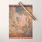 Antique 18th Century French Pastoral Sunrise Verdure Tapestry Wrapping Paper Gallery Image 1