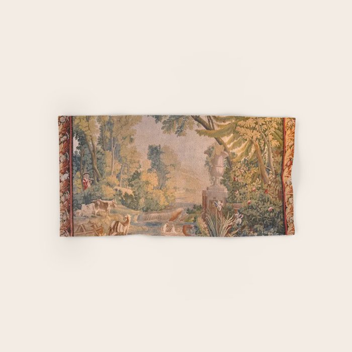 Antique 18th Century French Pastoral Sunrise Verdure Tapestry Bath Towel Gallery Image 1
