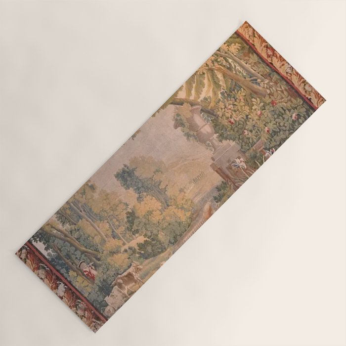 Antique 18th Century French Pastoral Sunrise Verdure Tapestry Yoga Mat Gallery Image 1