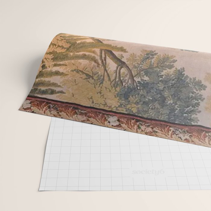 Antique 18th Century French Pastoral Sunrise Verdure Tapestry Wrapping Paper Gallery Image 2