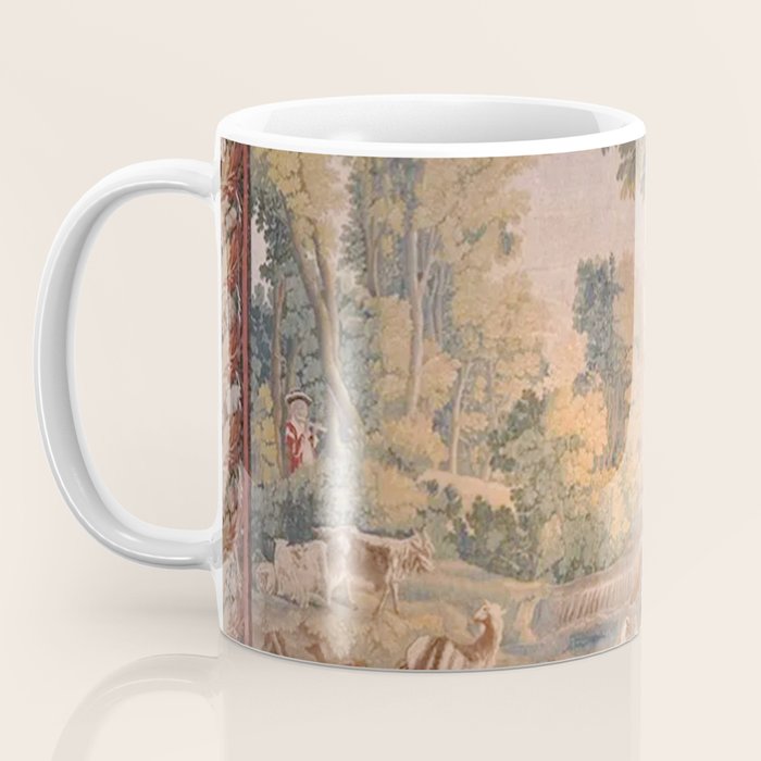 Antique 18th Century French Pastoral Sunrise Verdure Tapestry Coffee Mug Gallery Image 3
