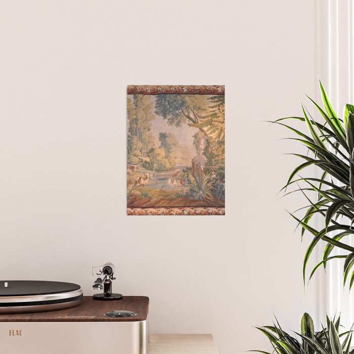 Antique 18th Century French Pastoral Sunrise Verdure Tapestry Poster Gallery Image 2
