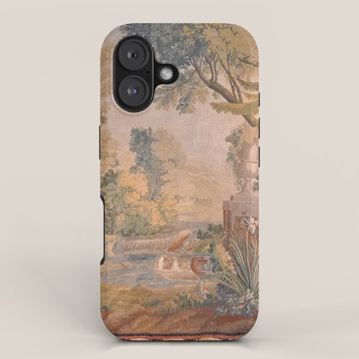 Antique 18th Century French Pastoral Sunrise Verdure Tapestry iPhone Case Gallery Image 1