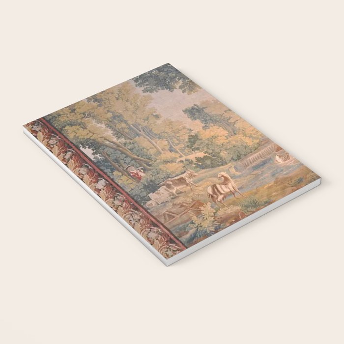 Antique 18th Century French Pastoral Sunrise Verdure Tapestry Notebook Gallery Image 3