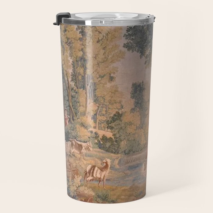 Antique 18th Century French Pastoral Sunrise Verdure Tapestry Travel Mug Gallery Image 3