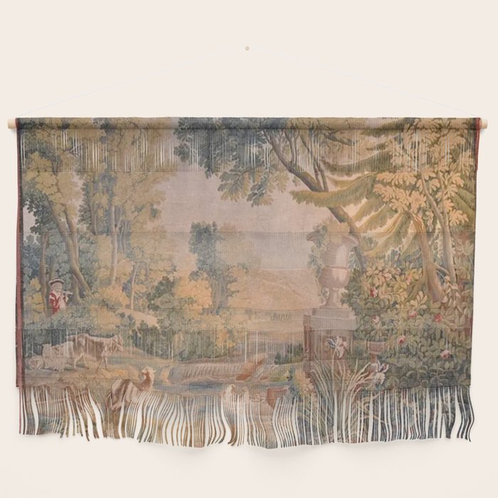 Antique 18th Century French Pastoral Sunrise Verdure Tapestry Wall Hanging Gallery Image 1