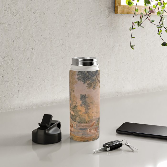 Antique 18th Century French Pastoral Sunrise Verdure Tapestry Water Bottle Gallery Image 4