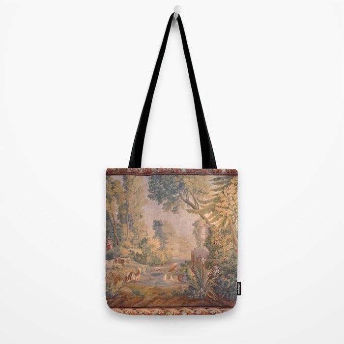 Antique 18th Century French Pastoral Sunrise Verdure Tapestry Tote Bag Gallery Image 2
