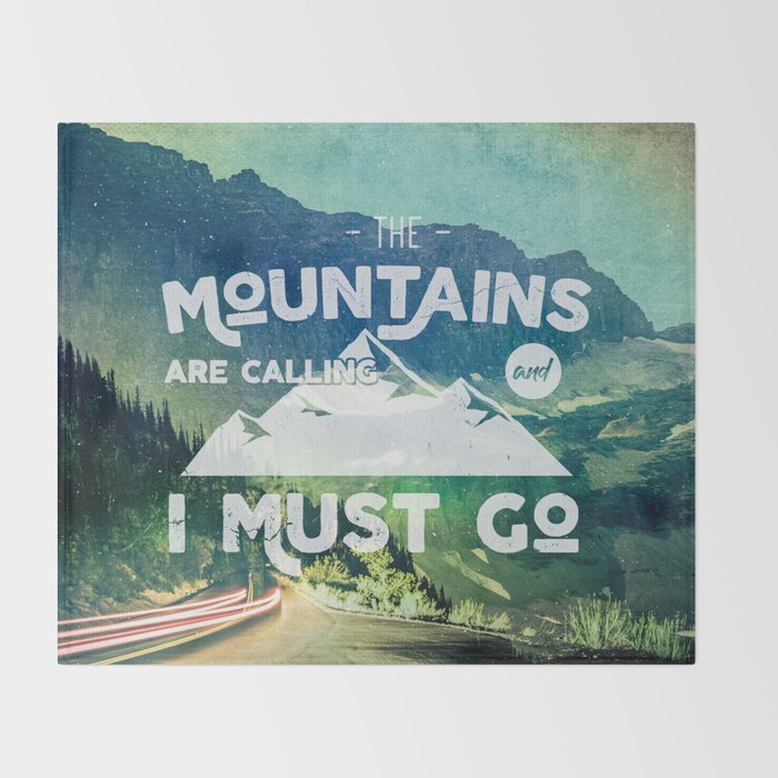 The Mountains are Calling and I Must Go White Throw Blanket Gallery Image 2